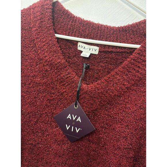 AVA & VIV V-Neck Sparkly Sweater Size X (14W) - Picture 6 of 9